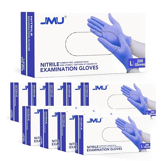JMU Nitrile Gloves Large Bulk 2000 Count, 3.5 Mil Disposable Gloves Latex-Free by JMU