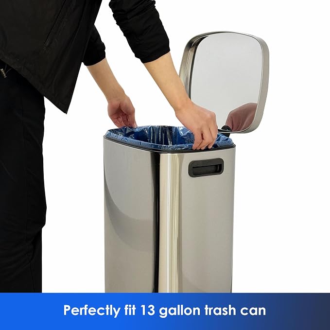 13 Gallon Recycling Trash Bags, Unscented 200 Count Drawstring Tall Kitchen - Image 3