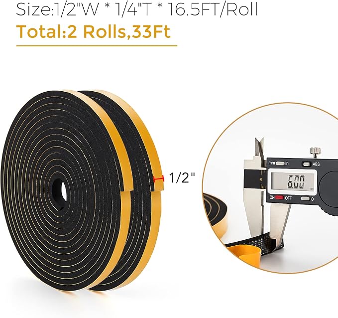 33 Feet Weather Stripping Door Seal- 1/2" Wide X 1/4" Thick Door Bottom Seal - Image 3
