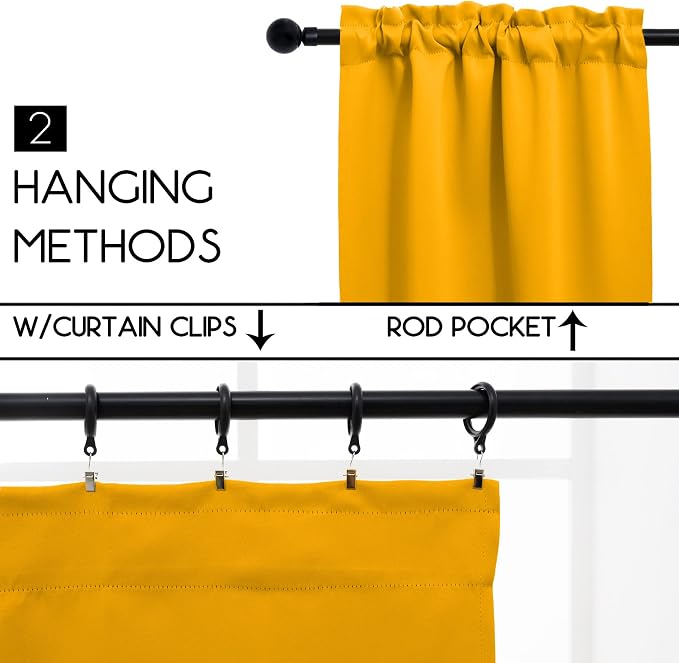 Pickluc Cafe Kitchen Curtains 36 Inches Long 2 Panels, Short Black Out Curtain - Image 2