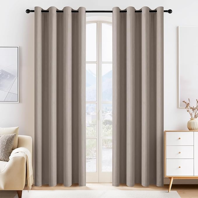 PONY DANCE Light Taupe Blackout Curtains by PONYDANCE