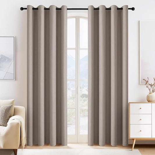 PONY DANCE Light Taupe Blackout Curtains by PONYDANCE