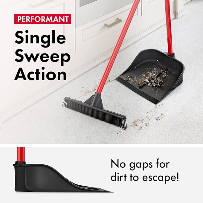 Dustpan with Handle by Ravmag- Solid Natural Rubber Construction- 29” Long - Image 2