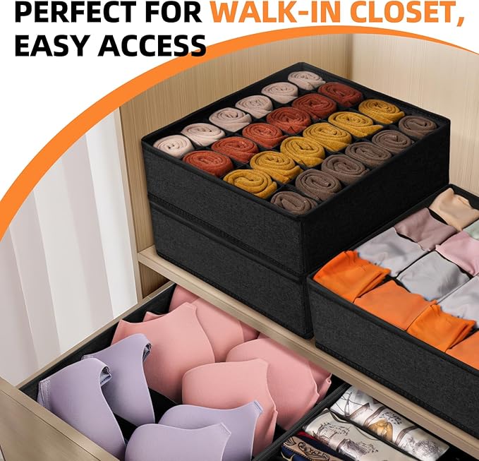 Criusia 6 Pack Sock Underwear Drawer Organizer Dividers - Image 6