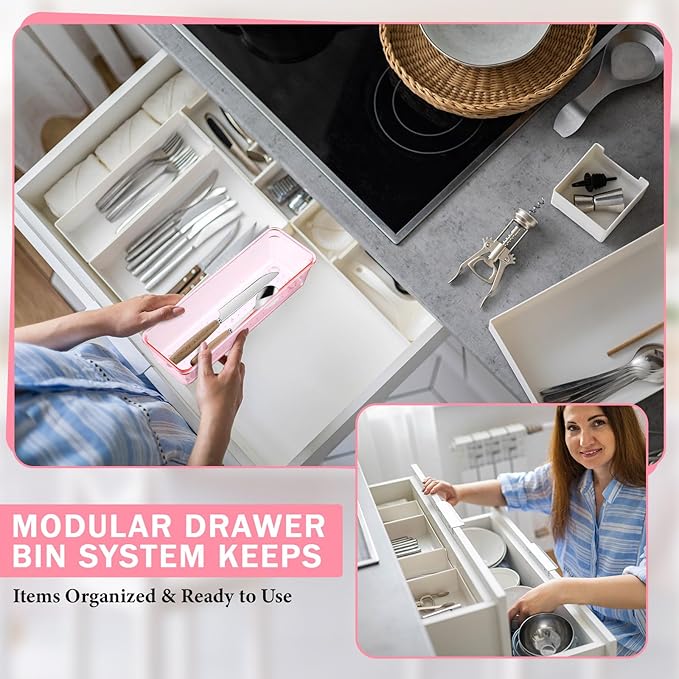 Maitys 12 Pcs Vanity Drawer Organizer 9 x 3 x 2 Inches Clear Plastic Utensil - Image 5