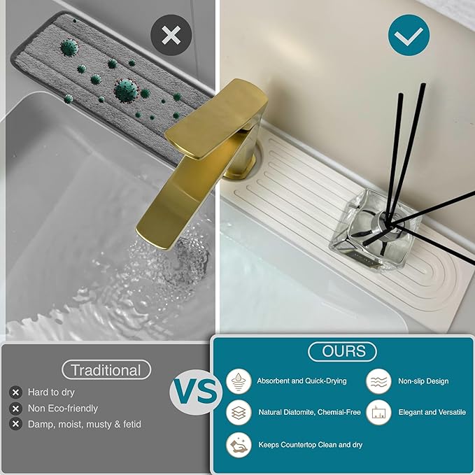 Bar Soap Holder, Diatomite Quick Drying Tray, Kitchen Drying Mat, Faucet Splash - Image 3