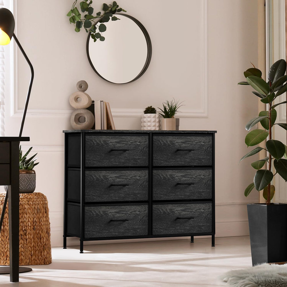 Sorbus Dresser for Bedroom, Wood Top (6 Drawer, Gray Wood)