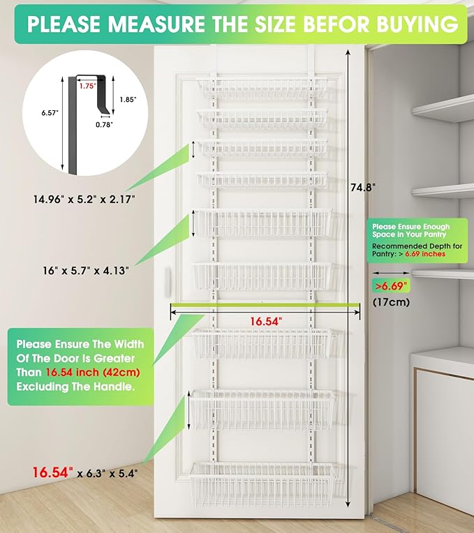White 9-Tier Over The Door Pantry Organizer, Pantry Organization and Storage - Image 2