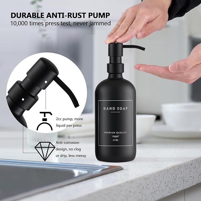 Black Thick Glass Soap Dispenser - Image 5