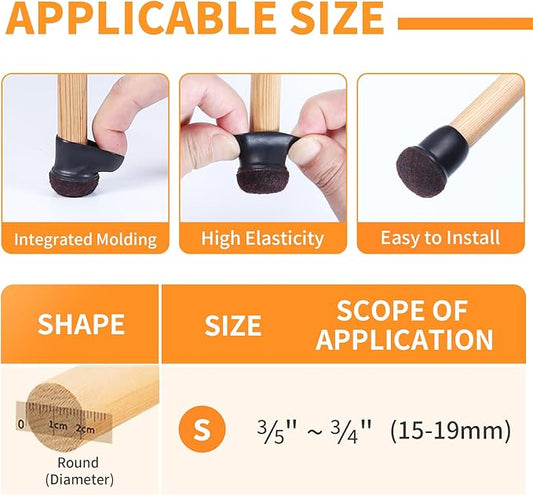 Ezprotekt 24 Pcs Small Black Silicone Chair Leg Floor Protectors - Image 2