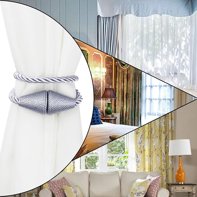 2 Pack Magnetic Curtain Tiebacks Rope Modern Handmade Curtain Tie Backs - Image 6