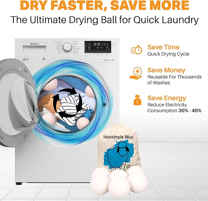 Wool Dryer Balls Organic Felt 6 Pack Laundry Fabric Softener, Extra Large - Image 5