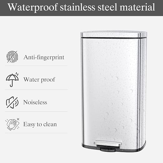 AthLike Trash Can, Stainless Steel Kitchen Garbage Can, Step Waste Bin - Image 6