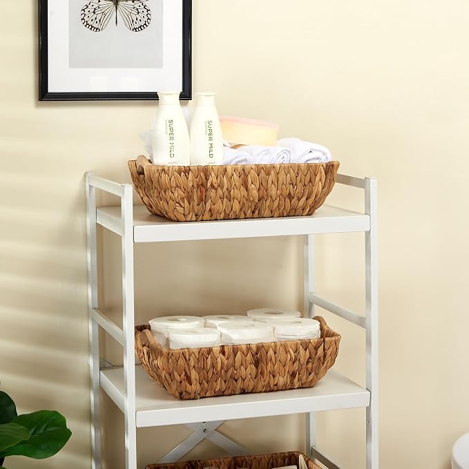 Wicker Baskets 2 Pack, Water Hyacinth Wicker Storage Basket - Image 6