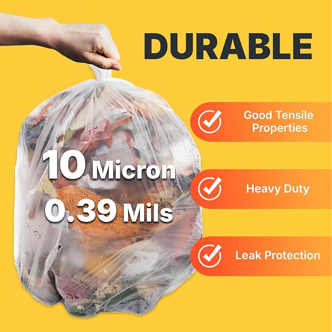 20-30 Gallon Trash Bags, 10 Micron High Density Garbage Can Liners Bulk - Image 4
