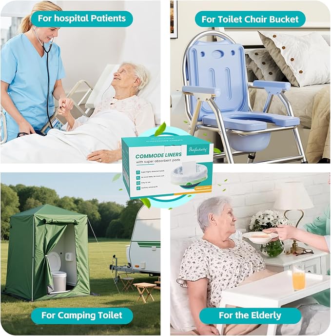 120 Pack Commode Liners with Super Absorbent Pads, Disposable Leakproof Bedside - Image 7