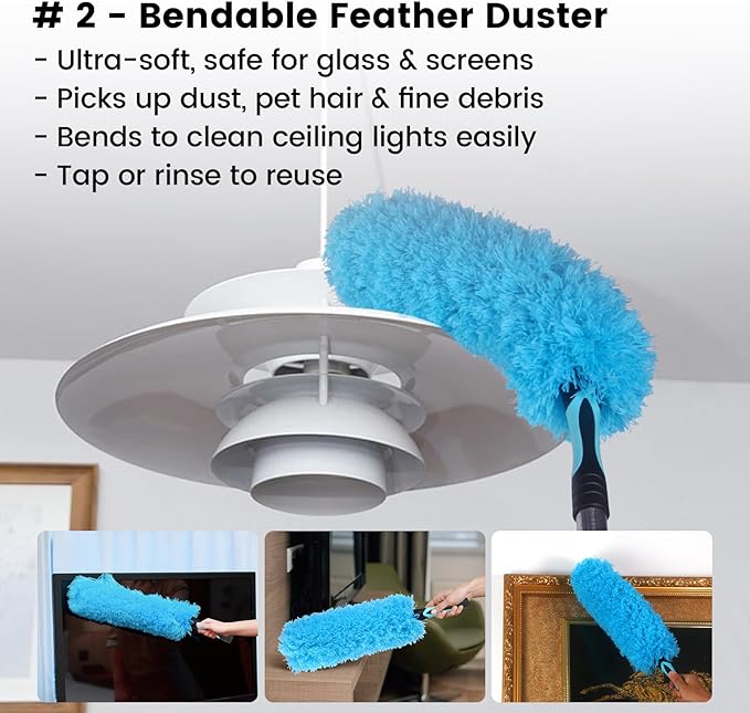 Ceiling Fan Duster Kit – 5-in-1 Bendable & Dual-Sided Heads – Washable Dusters - Image 4