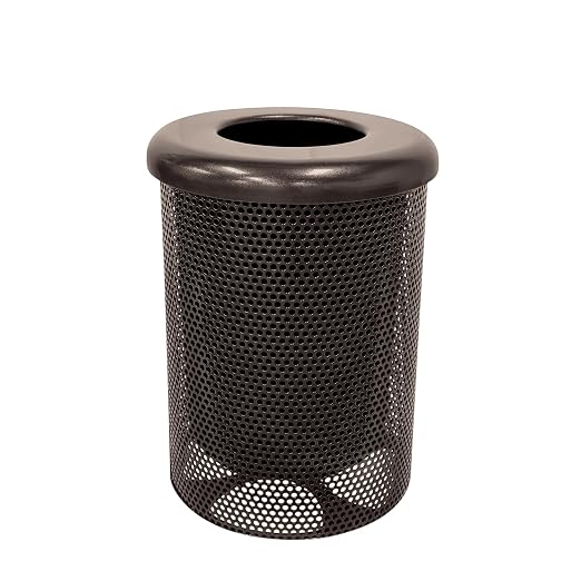COATEDOUTDOORFURNITURE RFT-P-BRW Heavy Duty Round Trash Receptacle by CoatedOutdoorFurniture