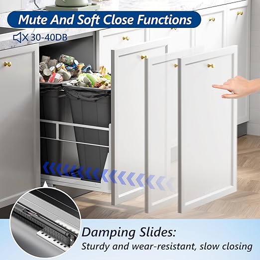 Insputer Double 40QT Pull Out Trash Can Under Cabinet, Heavy Duty Under Sink - Image 6