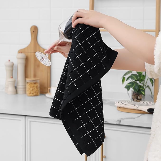 Homaxy 100% Cotton Terry Kitchen Towels, Checkered Designed, Soft and Super - Image 4