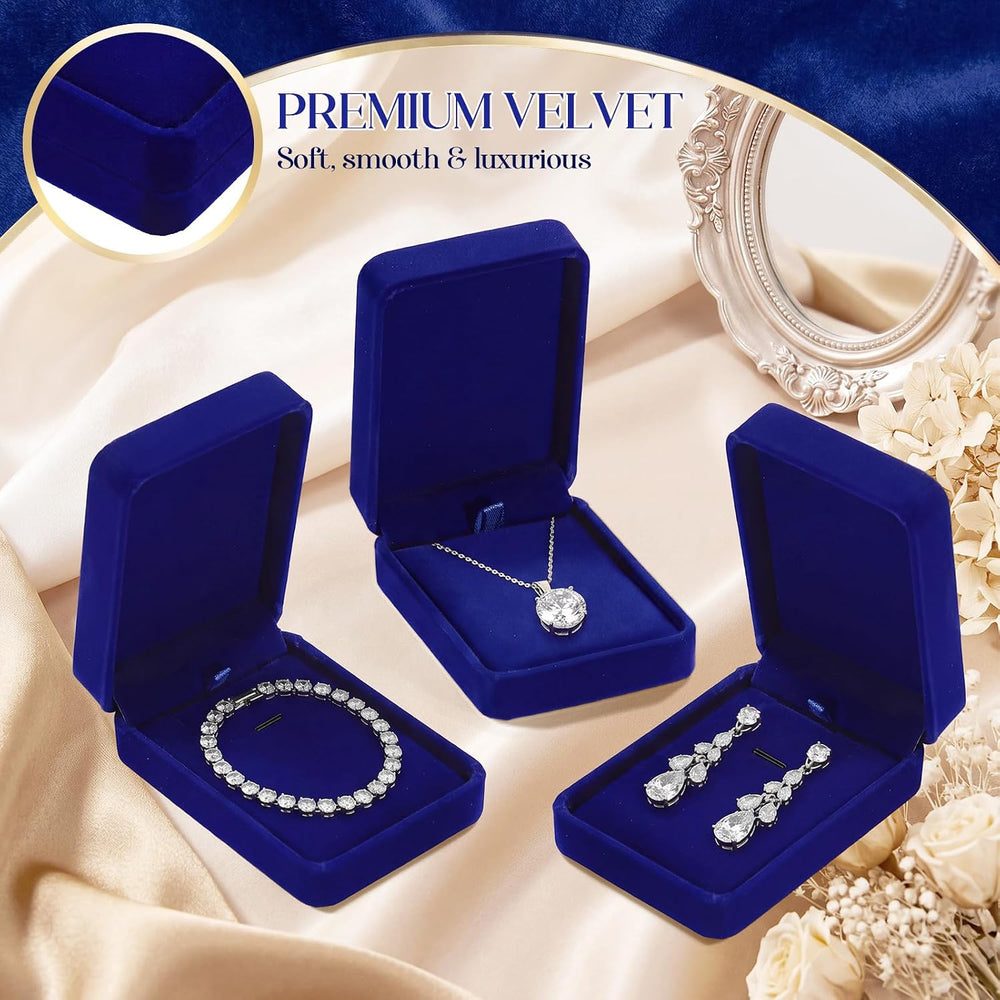 24 Pcs Velvet Jewelry Gift Boxes Necklace Earring Business(Royal Blue)