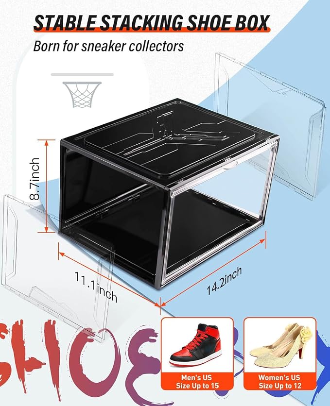 KDOR Clear Shoe Boxes Stackable, 3 Pack Shoe Storage Box - Image 2