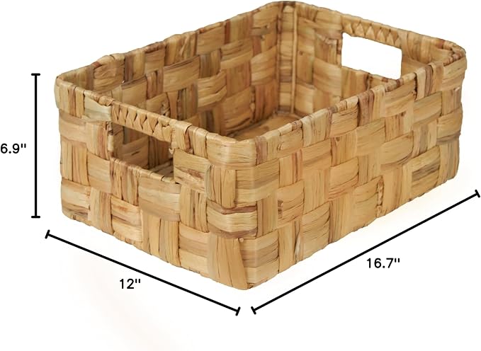 Vatima Jumbo Wicker Storage Basket, Large Hyacinth Organizer, 16.9x12.1x7.1H - Image 9