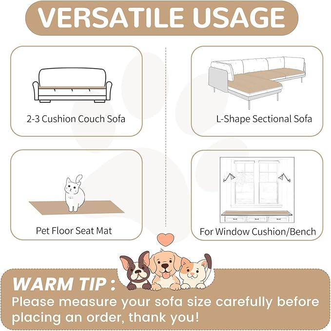 OTOB Sofa Covers for 3 Cushion Couch Washable, Fuzzy Non Slip Pet Friendly - Image 5