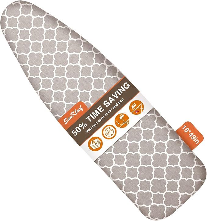Extra Wide Ironing Board Cover and Pad, 18X49 Reflective Silicone Ironing Board by SUNKLOOF