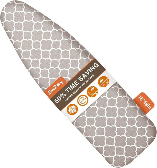 Extra Wide Ironing Board Cover and Pad, 18X49 Reflective Silicone Ironing Board by SUNKLOOF