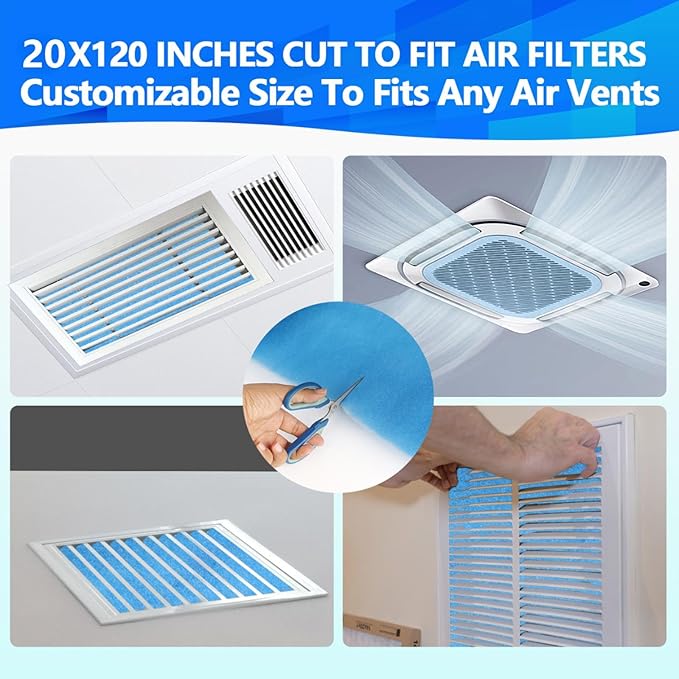 20" x120" Air Vent Filters, Cut to Fit Air Filter, MERV 8 Triple Vent Filter - Image 6