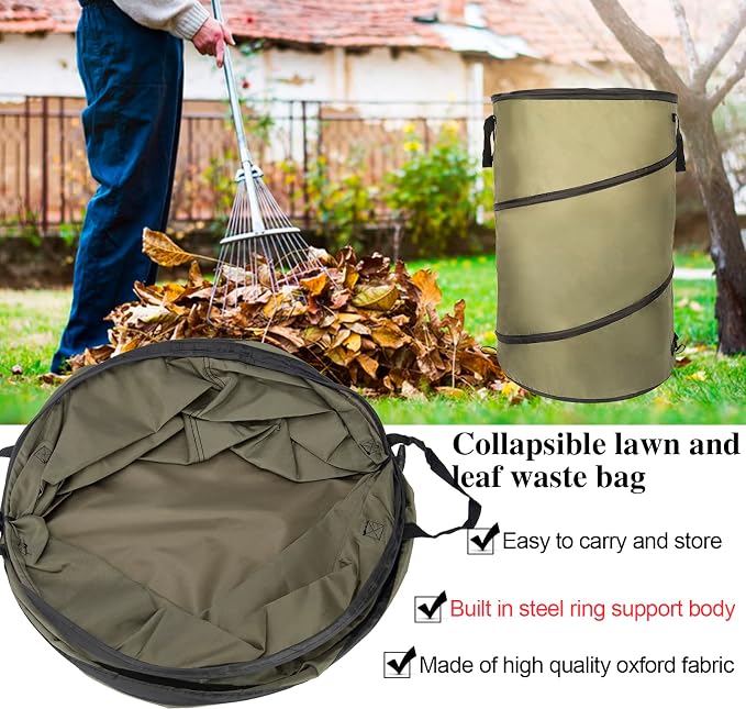 Collapsible Lawn and Leaf Bag Pop-Up Trash Can/Recycle Bin Leaf Waste Bag - Image 3