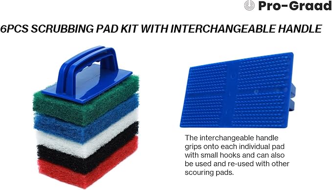 6pcs Scrubbing Pad Kit Interchangeable Reusable Handle | 5 Different Scrubbing - Image 4