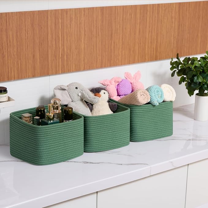 Small Organizing Baskets for Cubes Shelf, 9.7x9.7x7.1 Inch Rope Woven Storage - Image 6