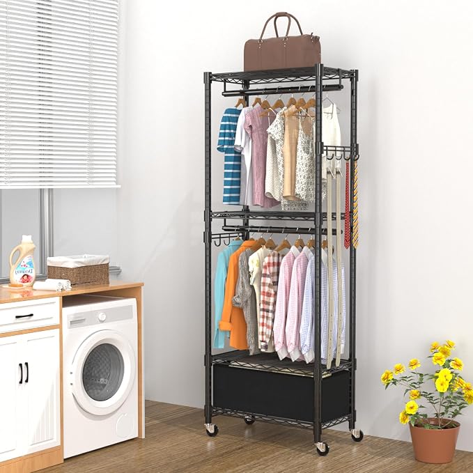 Clothes Rack, Clothing Rack for Hanging Clothes, 4 Tiers Adjustable Closet - Image 7