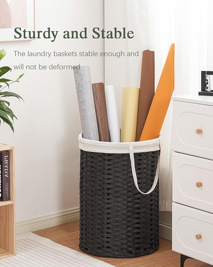 Laundry Basket Round Rattan Laundry Hamper 29.1 Gal Handwoven Large Wicker - Image 7