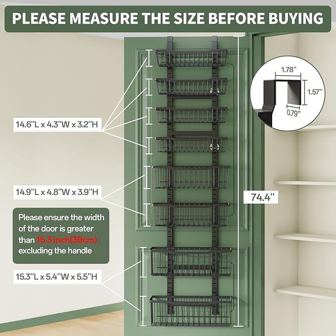 Over The Door Organizer，8-Tier Over The Door Pantry Organizer - Image 2