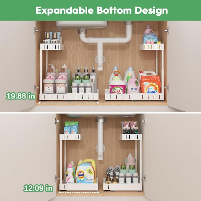 REALINN Under Sink Organizer, 2 Tier Expandable Under Cabinet Organizer - Image 3