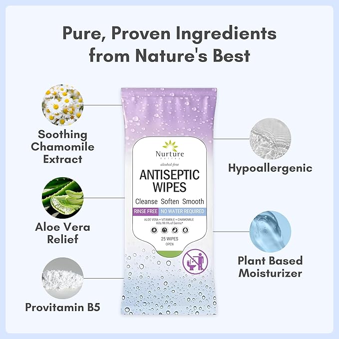 Nurture XL Antibacterial Body & Hand Wipes | Alcohol-Free Antiseptic Wet - Image 6