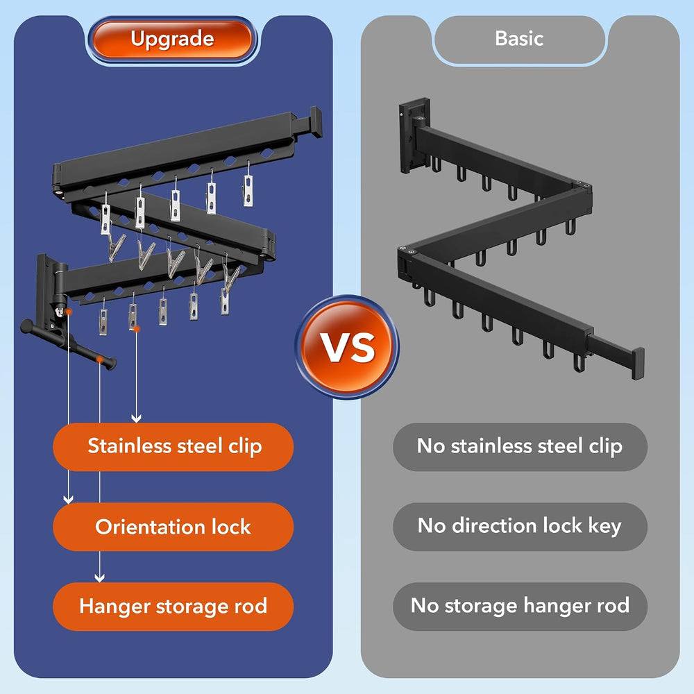 BOQORAD Clothes Drying Rack,Wall Mounted Laundry Rack,Drying Rack Clothing,La...