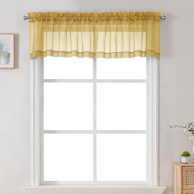 Chyhomenyc Sheer Valances for Windows 2 Pack, Small Window Curtains for Living by Chyhomenyc