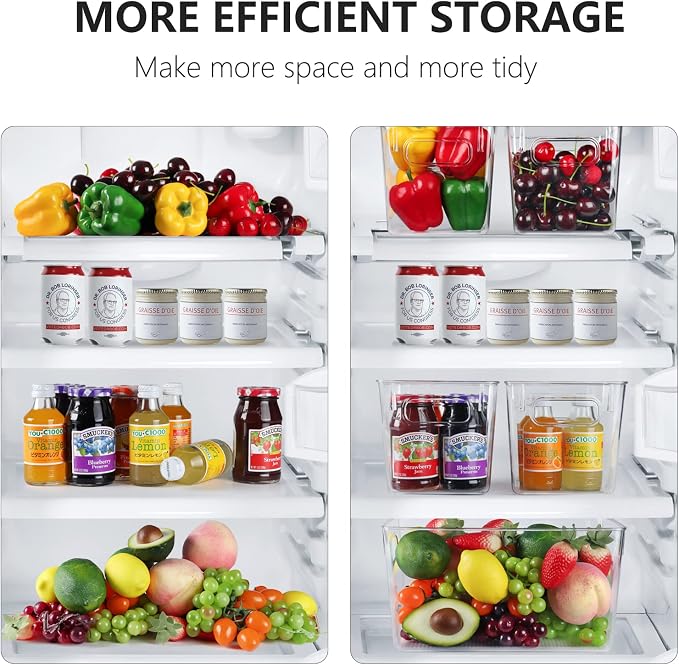 Set Of 8 Clear Pantry Organizers Bin, 4 Large and 4 Small Stackable Organizing - Image 7