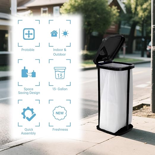 Collapsible Trash Bag Holder Portable Garbage Bin Holder Stand - Image 3