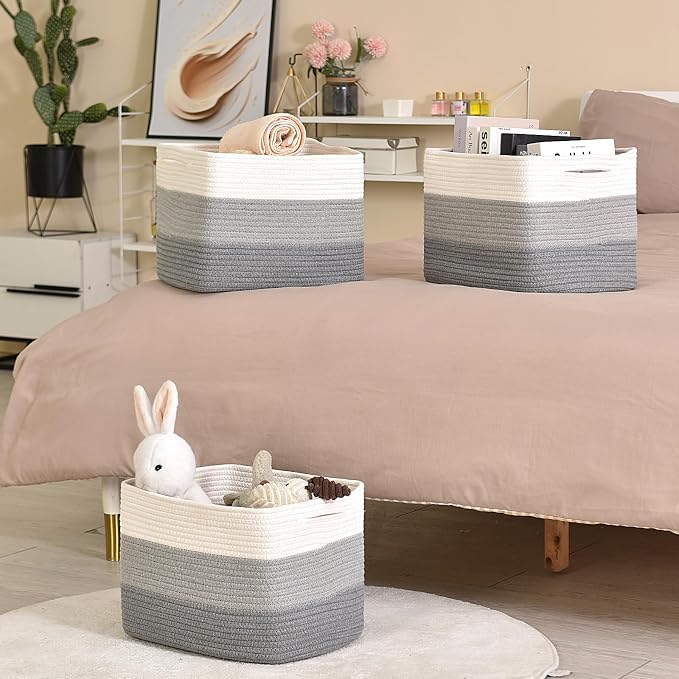 Storage Baskets for Organizing Shelves, Woven Cotton Rope Baskets for Storage - Image 7