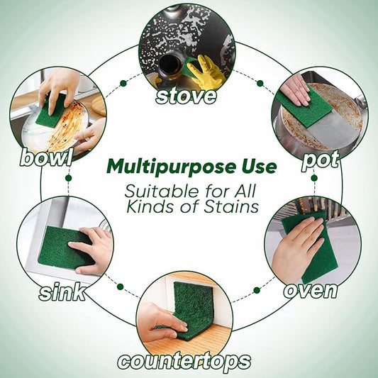 HOMEXCEL Heavy Duty Scouring Pad, 24 Pack Green Scrubbing Pads, Dish Scrubber - Image 2