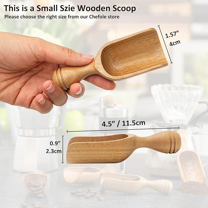 Wooden Scoops for Canisters 4PCS Acacia Wooden Scoop for Jars Small Wood Scoops - Image 3
