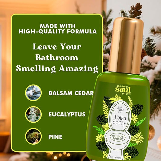 Holiday Toilet Spray, Balsam Forest, 4 Fl.Oz, Eliminates Bathroom & Toilet Odors - Image 2