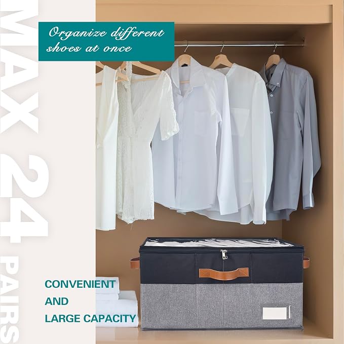 Shoe Organizer for Closet, Foldable Shoe Storage Bins - Image 2
