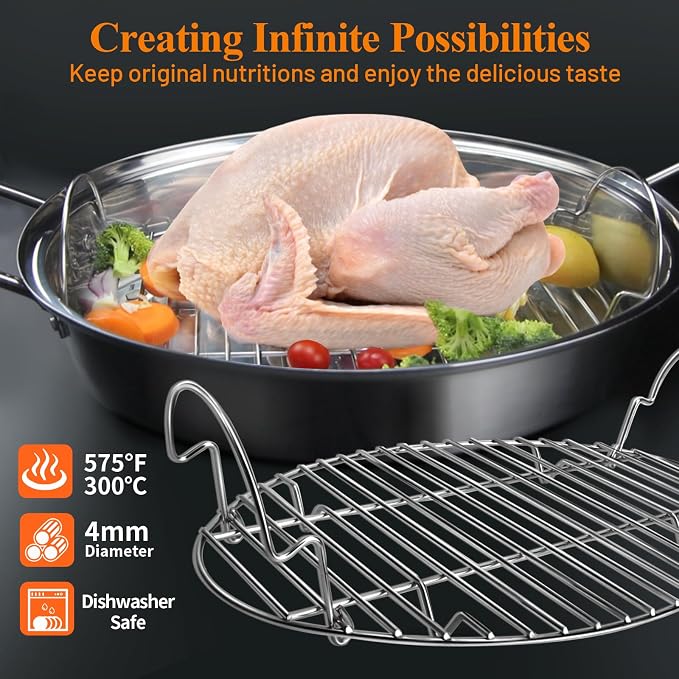 16.5inch Oval Roasting Rack for Oven, Gifts for Mom Men Wife, Stainless Steel - Image 6