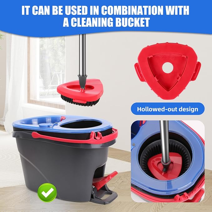 2 Pcs Full-Coverage Spin Mop Scrub Brush Heads and 1 Mop Base Part Replacement - Image 6